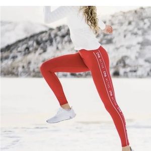 Zyia Active Red Logo Stripe Light n Tight High Rise Legging Women's 6-8